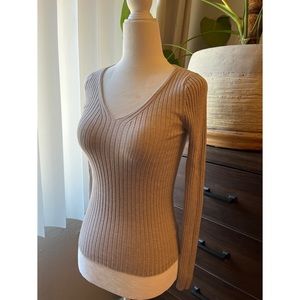Express tan ribbed long sleeve top